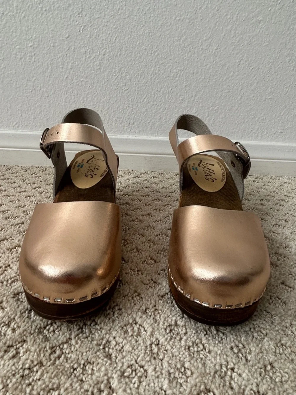 Lotta from Stockholm pink low wood clog sz 38 - Picture 1 of 6